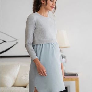 Cotton Maternity & Nursing Dress with Sweatshirt Top